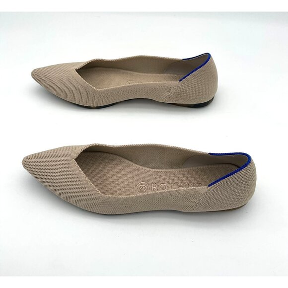 Rothy's Point II Ecru Flats Tortoiseshell Pattern Soles Washable Size 9 - Picture 4 of 10